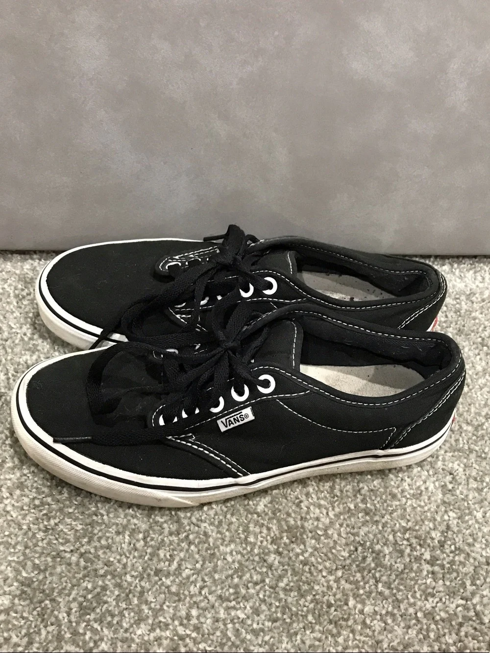 Vans Black Canvas Low Top Sneakers with White Accents